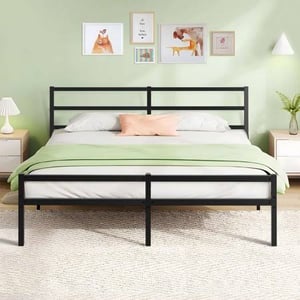 Sturdy King Size Metal Bed Frame with Vintage Design product image
