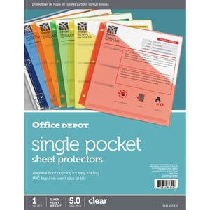 Assorted Color Single Pocket Sheet Protectors for Documents product image