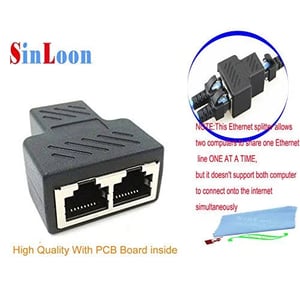 RJ45 Splitter Adapter with 2 Female Ports for Ethernet Connections product image