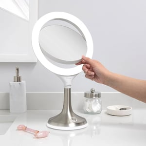 Elegant 360° LED Lighted Makeup Mirror with Magnification and Touch Controls product image