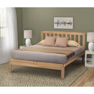 Twin XL Wood Platform Bed with Exposed Rivet Details product image