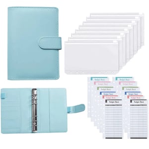 A6 Leather Budget Planner Binder with 8 Pockets and 12 Expense Sheets product image