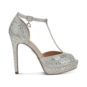 Shimmery Silver Platform Heels with Embellishments product image
