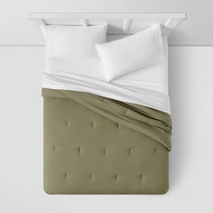 Olive Green Microfiber Textured Comforter for Twin/Twin Extra Long Beds product image