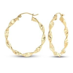 14K Yellow Gold Twist Hoop Earrings, 20mm product image