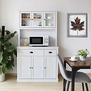 Upgraded Microwave Pantry Cabinet with Adjustable Shelves and Metal Hinges product image