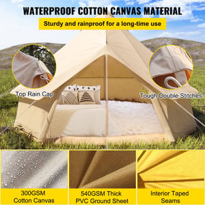 4-Season Waterproof Cotton Canvas Bell Tent for Family Camping and Outdoor Hunting product image