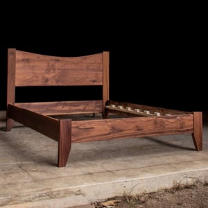 Stylish and Sturdy Solid Walnut Platform Bed Frame with Curved Headboard product image