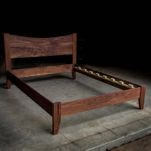 Stylish and Sturdy Solid Walnut Platform Bed Frame with Curved Headboard product image