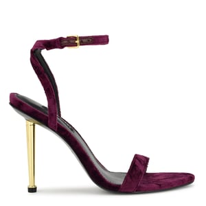 Dark Purple Velvet High Heel Sandals with Buckle Closure product image