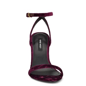Dark Purple Velvet High Heel Sandals with Buckle Closure product image
