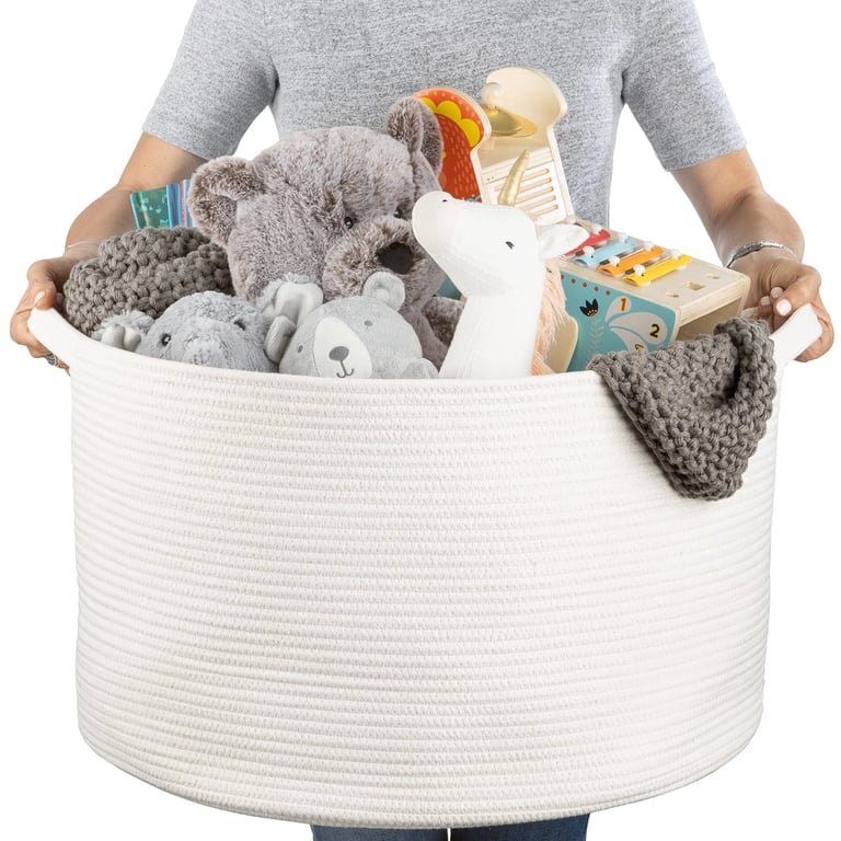 Large Natural Cotton Rope Basket for Blankets and Storage product image