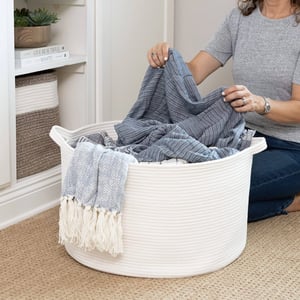 Large Cotton Rope Storage Basket for Blankets and More product image