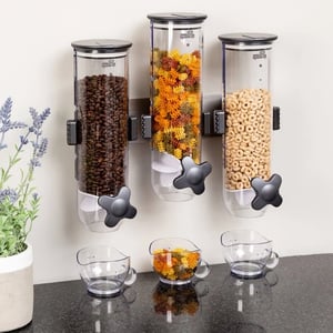 Wall-Mounted Triple Dry Food Dispenser for Cereal and Snacks product image