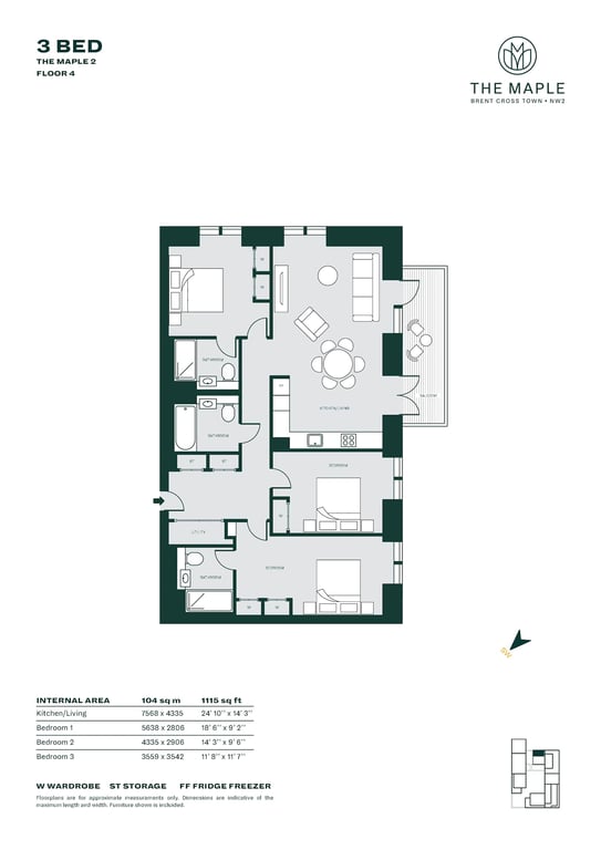 Floor plan for 3 Bed C2