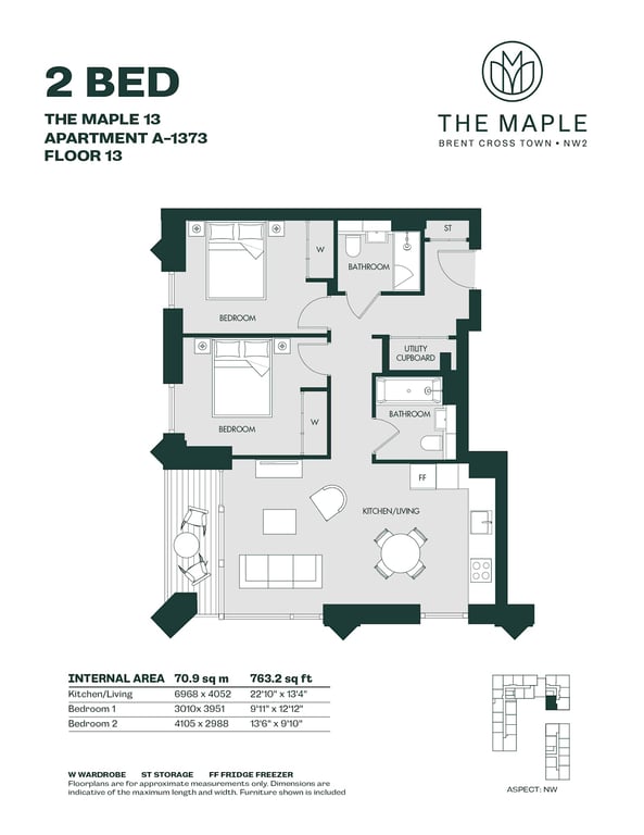 Floor plan for 2 Bed B1