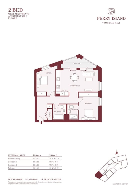 Floor plan for Two Bed B2