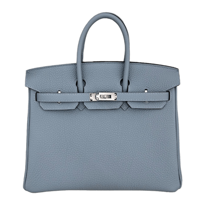 Herm&egrave;s Birkin 25 cm Togo Bleu Lin/Beige de Weimar Palladium Hardware