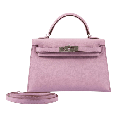 Herm&egrave;s Kelly 20 cm Epsom Sellier Mauve Sylvestre Palladium Hardware