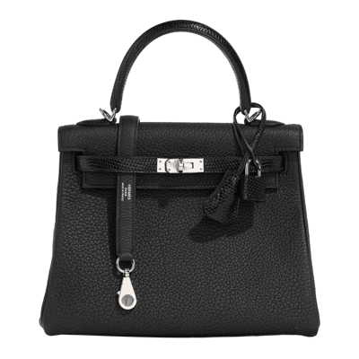 Herm&egrave;s Kelly 25 cm Touch Togo &amp; L&eacute;zard Noir Palladium Hardware