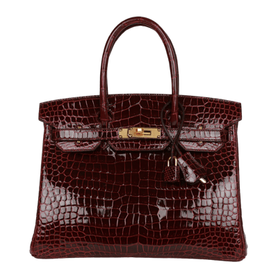 Herm&egrave;s Birkin 35cm Crocodile Porosus Lisse Bordeaux Palladium Hardware