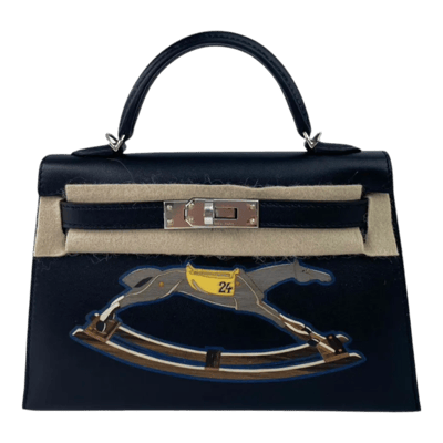 Herm&egrave;s Kelly 20 cm Sellier Veau Tadelakt Noir Palladium Hardware