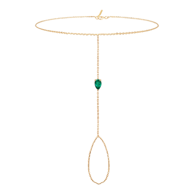 Helena Joy Just Joy Hand Chain Yellow Gold Pear-Cut Emerald