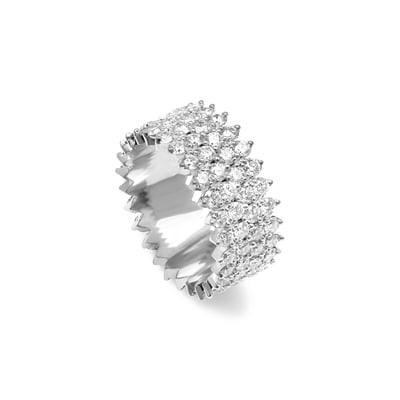 Helena Joy Amanda Empire Twice Ring White Gold Half Diamond Turn