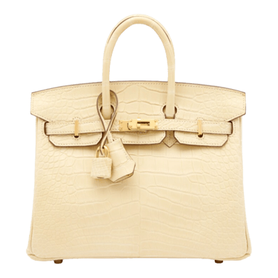 Herm&egrave;s Birkin 25 cm Sellier Mississippiensis Alligator Matte Vanille Gold Hardware