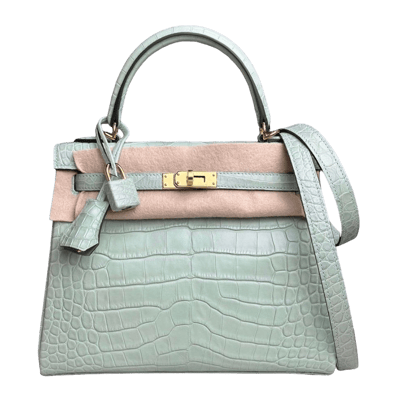 Herm&egrave;s Kelly 25 cm Mississippiensis Alligator Matte Vert D'eau Gold Hardware