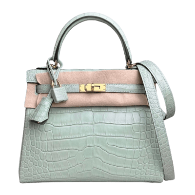 Herm&egrave;s Kelly 25 cm Mississippiensis Alligator Matte Vert D'Eau Gold Hardware