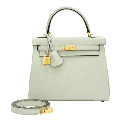 Herm&egrave;s Kelly 25 cm Togo Gris Neve Gold Hardware