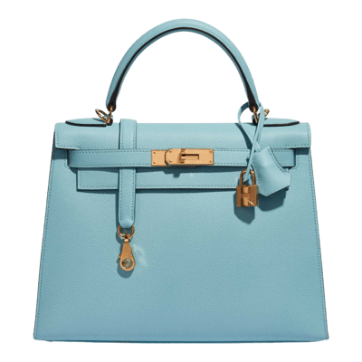 Herm&egrave;s Kelly 28 cm Epsom Sellier Bleu Atoll Gold Hardware