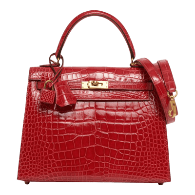 Herm&egrave;s Kelly 25 cm Sellier Mississipiensis Alligator Lisse Rouge de Coeur Gold Hardware