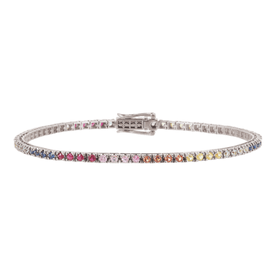 Helena Joy Tennis Rainbow Bracelet White Gold Sapphire