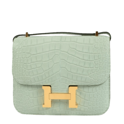 Herm&egrave;s Constance Mini 18 Mississipiensis Alligator Matte Vert d'Eau Gold Hardware