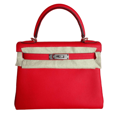 Herm&egrave;s Kelly 28 cm Togo Rouge de Coeur Palladium Hardware