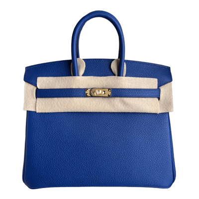 Herm&egrave;s Birkin 25 cm Togo Bleu Zellige Gold Hardware