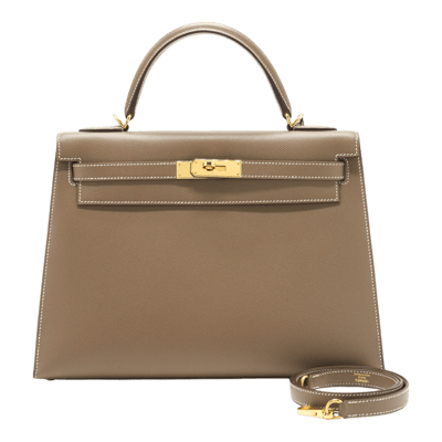 Herm&egrave;s Kelly 32 cm Epsom Sellier Etoupe Gold Hardware