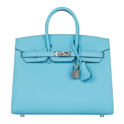 Herm&egrave;s Birkin 25 cm Epsom Sellier Bleu Celeste Palladium Hardware