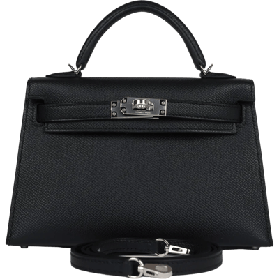 Herm&egrave;s Kelly 20 cm Epsom Sellier Noir Palladium Hardware