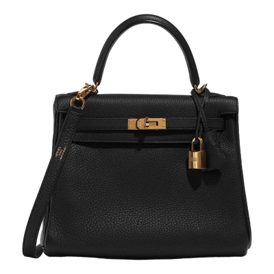 Herm&egrave;s Kelly 25 cm Togo Noir Gold Hardware