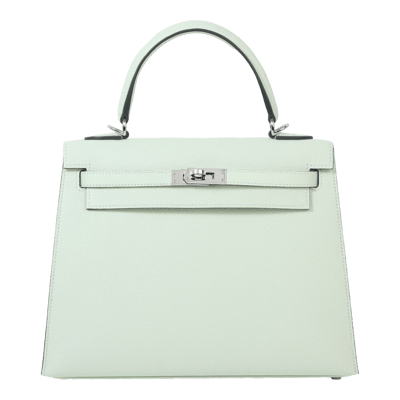 Herm&egrave;s Kelly 25 cm Epsom Sellier Vert Fizz Palladium Hardware