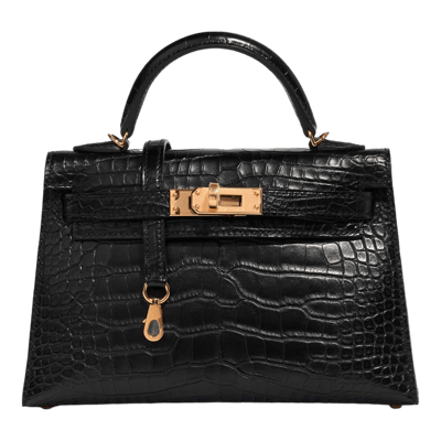 Herm&egrave;s Kelly 20 cm Sellier Mississippiensis Alligator Matte Noir Gold Hardware