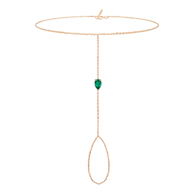 Helena Joy Just Joy Hand Chain Rose Gold Pear-Cut Emerald