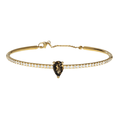 Helena Joy Iris One Joy Colour Bangle Yellow Gold Smoked Quartz Diamond