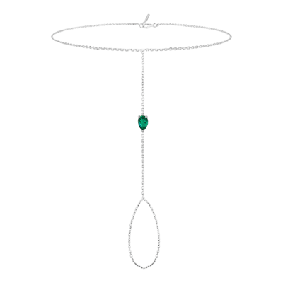 Helena Joy Just Joy Hand Chain White Gold Pear-Cut Emerald