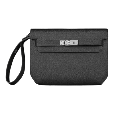 Herm&egrave;s Kelly Depeches 25 Espom Noir Palladium Hardware