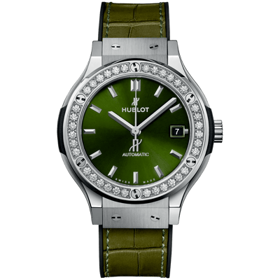 Hublot Classic Fusion Titanium Green Diamonds 38mm