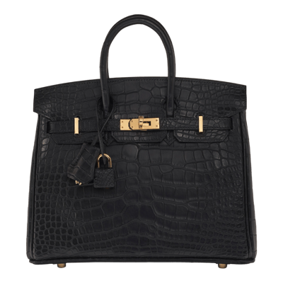 Herm&egrave;s Birkin 25 cm Sellier Mississippiensis Alligator Matte Noir Gold Hardware